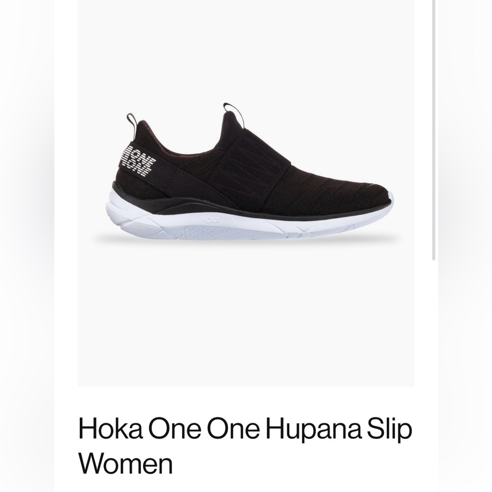 Hoka One One Hupana Black and White Slip-On Shoes